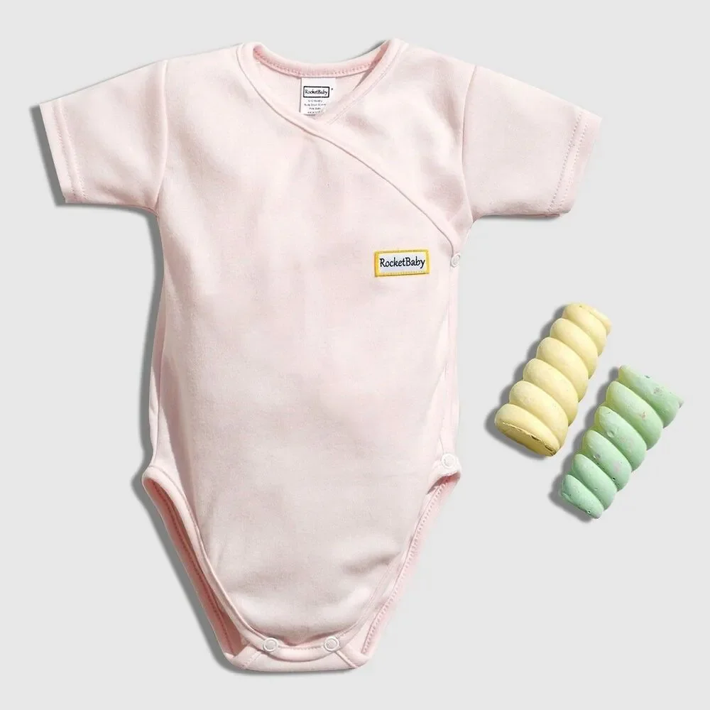ROCKETBABY Bodysuit Kimono Short Sleeve Pink